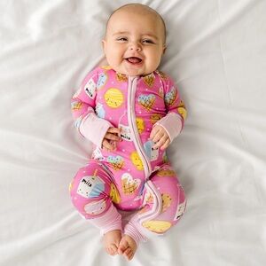 Little Sleepies Cookies and Milk Pink Zippy Pajamas 3-6 months